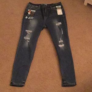 WAX JEAN high rise distressed denim jeans